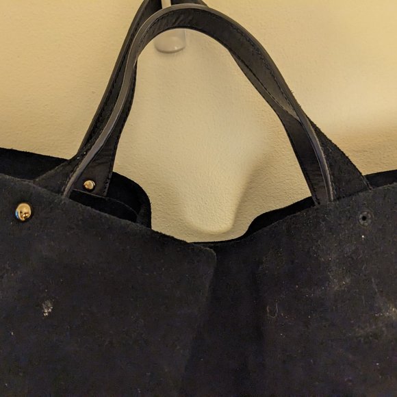Kate Spade - Large Black Suede Tote w/ Gold Hardware - Picture 3 of 5